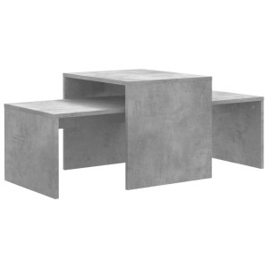 vidaXL Couchtisch-Set, Betongrau, 2 Holzwerkstoff-Tische ineinander geschoben.