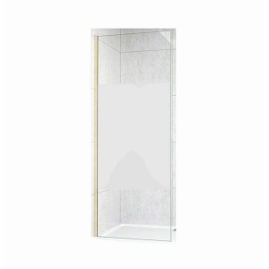 Duschparadies 100 x 200cm Walk in Dusche 10mm Nano Glas Duschwand Milchglasstreifen Goldrahmen