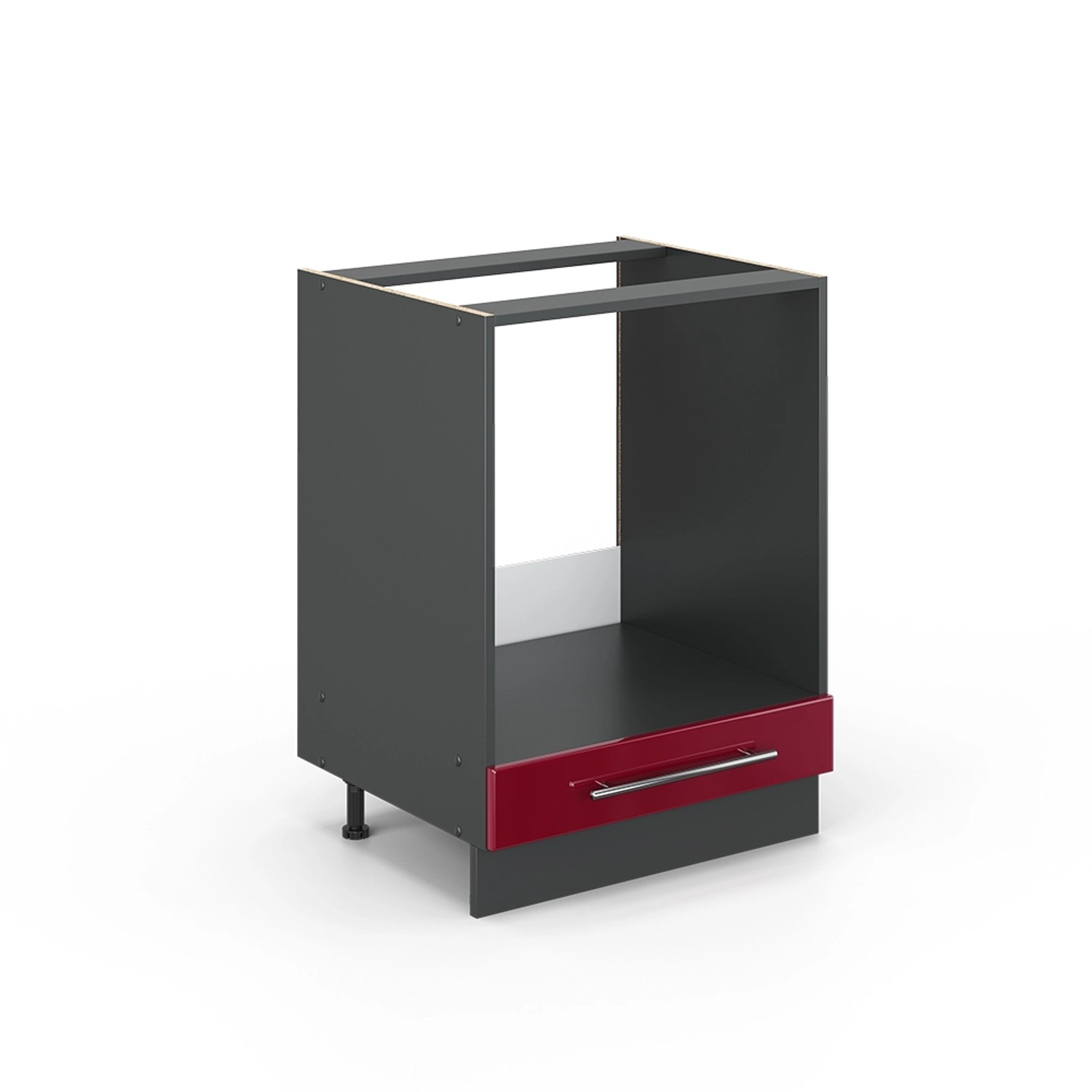 Vicco Herdumbauschrank Fame-Line Bordeaux Hochglanz/Anthrazit 60 cm ohne Arbeitsplatte