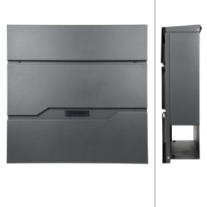 ML-Design Standbriefkasten mit Zeitungsfach und Pfosten, Edelstahl Silber.