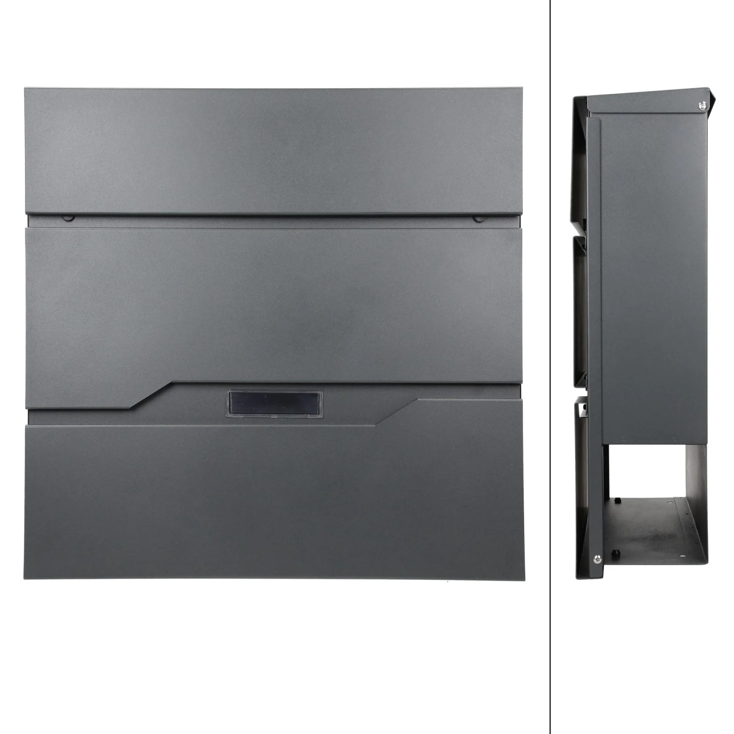 ML-Design Standbriefkasten mit Zeitungsfach und Pfosten, Edelstahl Silber.
