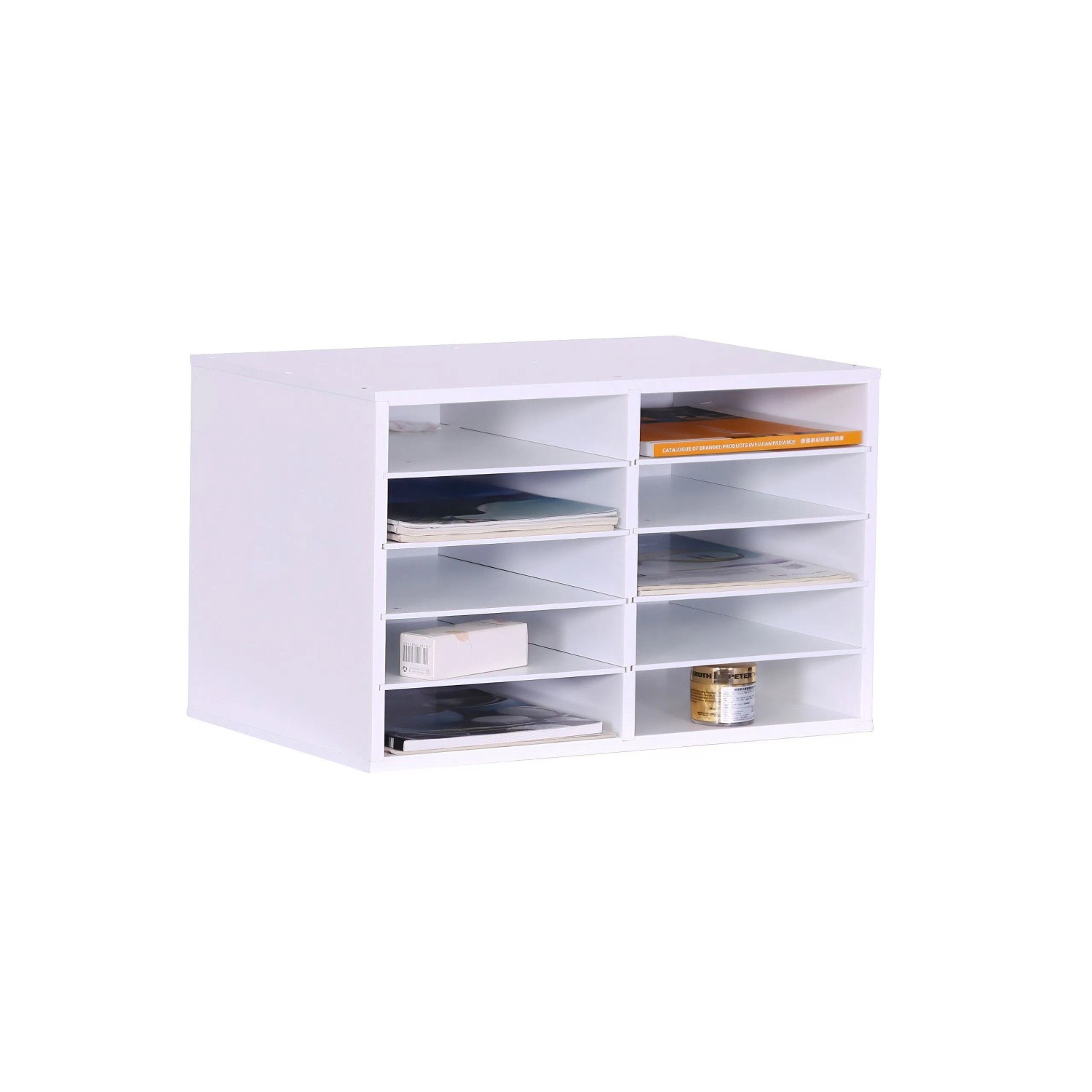 Relaxdays Dokumentenablage Bambus Weiß 10 Fächer Höhenverstellbar 31 Cm X 49 Cm X 31 Cm 7, 5 Kg