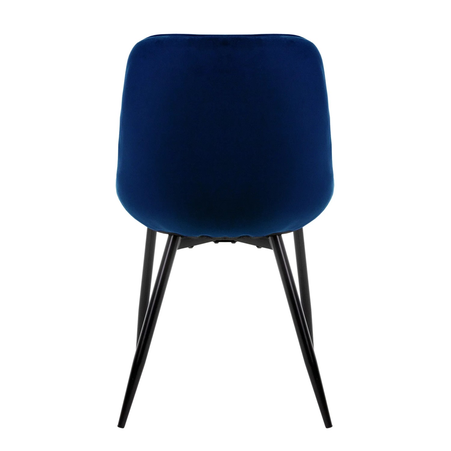 ML-Design Esszimmerstuhl 4er Set, dunkelblau, Samt, schwarze Beine, Rückenansicht.