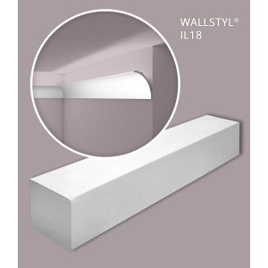 NOEL & MARQUET WALLSTYL IL18 Eckleisten Set, 4 Stuckleisten (8m), grau, für indirekte Beleuchtung.