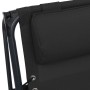 Detailansicht: Schwarzer, klappbarer vidaXL Liegestuhl mit Kopfstütze und Textilene-Bezug.