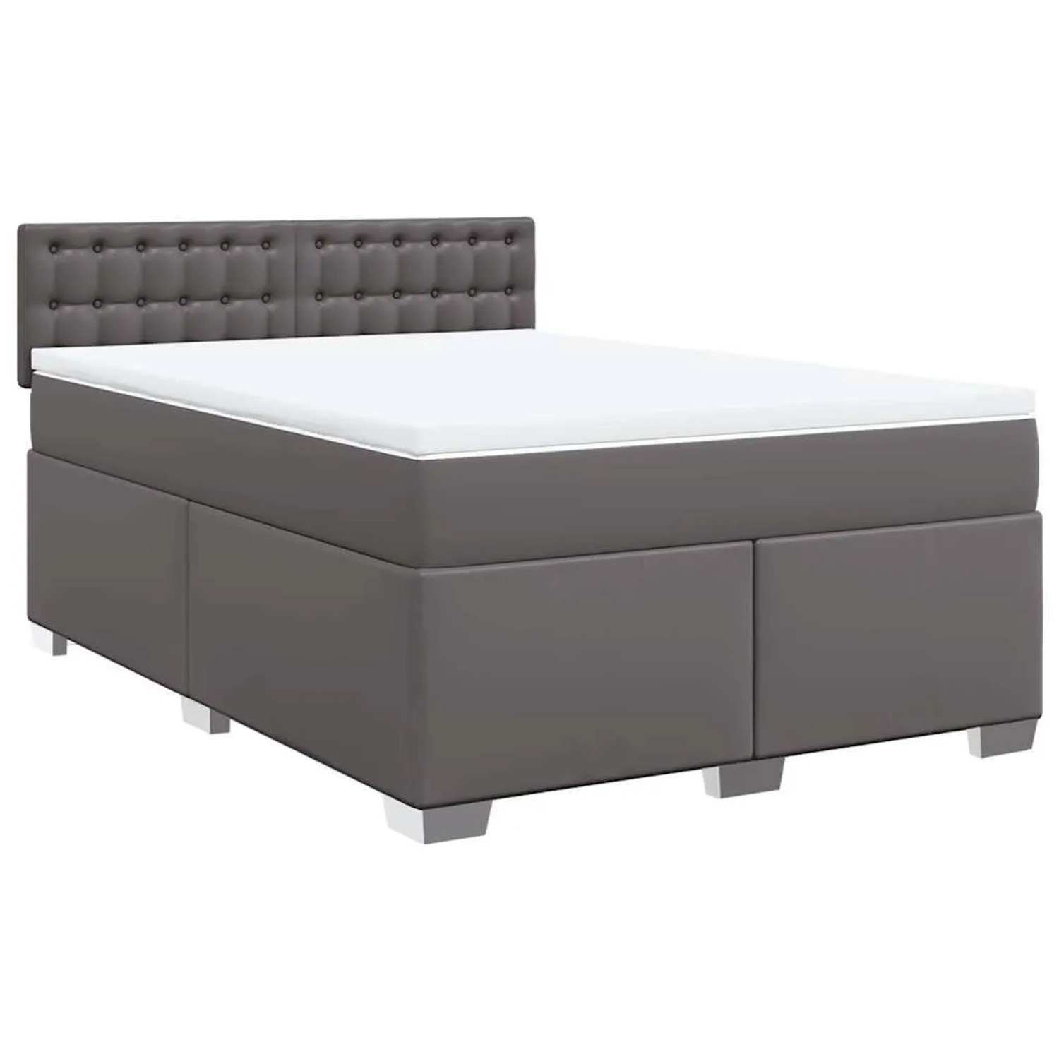vidaXL Boxspringbett mit Matratze Grau 140x190 cm Kunstleder 3288422 günstig online kaufen