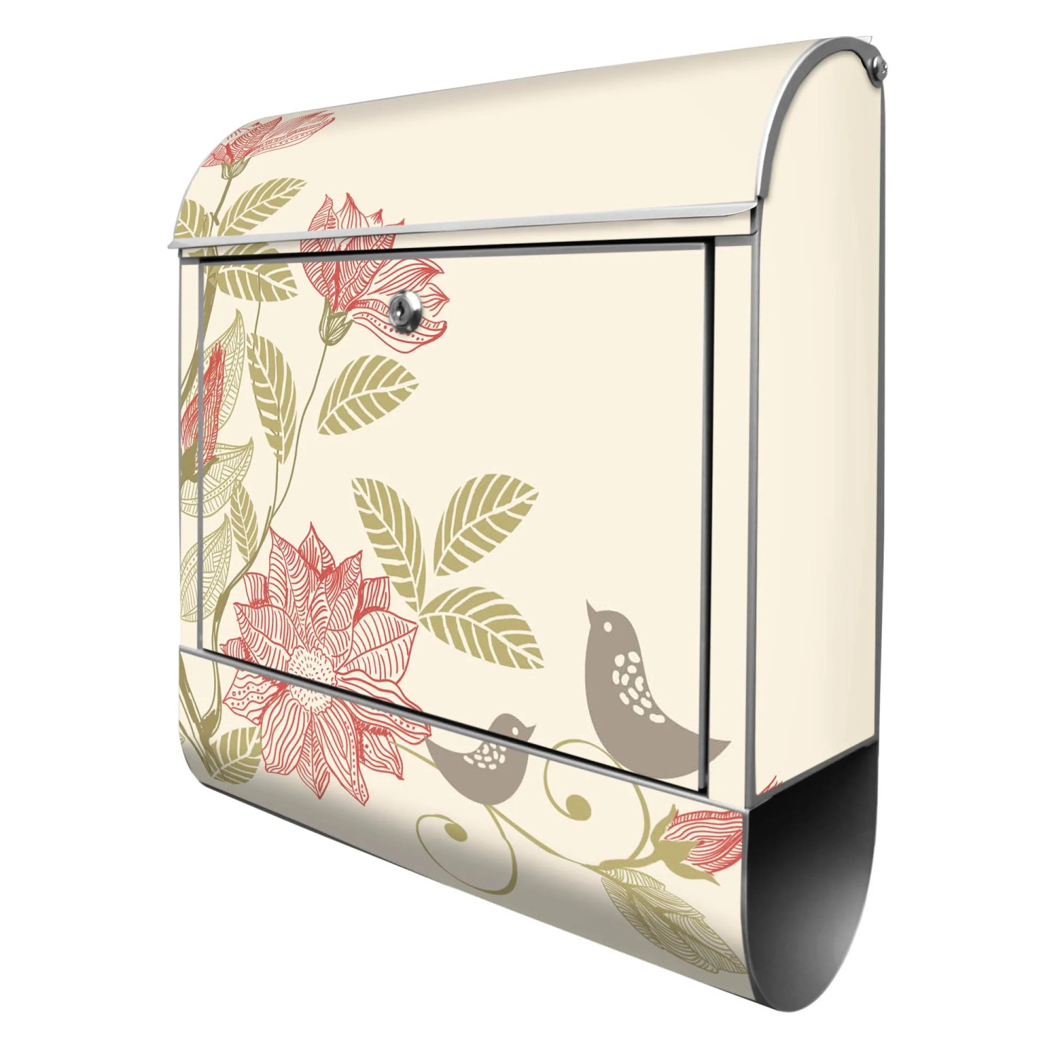 Banjado Design Briefkasten Silber Pulverbeschichtet 39x47x14cm 2 Schlüssel Mit Zeitungsfach Motiv Wt Vogelhochzeit Banjado Design Briefkasten Silber Pulverbeschichtet, 39x47x14cm, 2 Schlüssel, Mit Zeitungsfach Motiv Wt Vogelhochzeit
