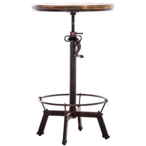 CLP Stehtisch Malita Bronze mit runder Kiefernholzplatte und höhenverstellbarem Metallgestell. Bartisch im Industrial-Stil.