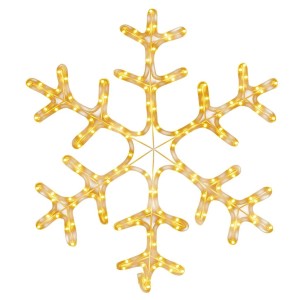 Warmweiße LED-Schneeflocken-Silhouette, 59x59 cm, mit 144 LEDs für Weihnachtsdekoration.