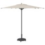 Dunkelgrauer vidaXL Sonnenschirmständer mit Rollen, hält beigen Sonnenschirm. Stabil für Garten & Terrasse.