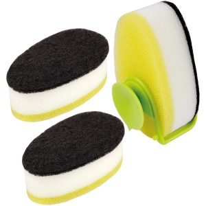 ProHome Spülschwamm 6er-Pack mit Saugnapfhalter, verschiedene Farben und Schichten.