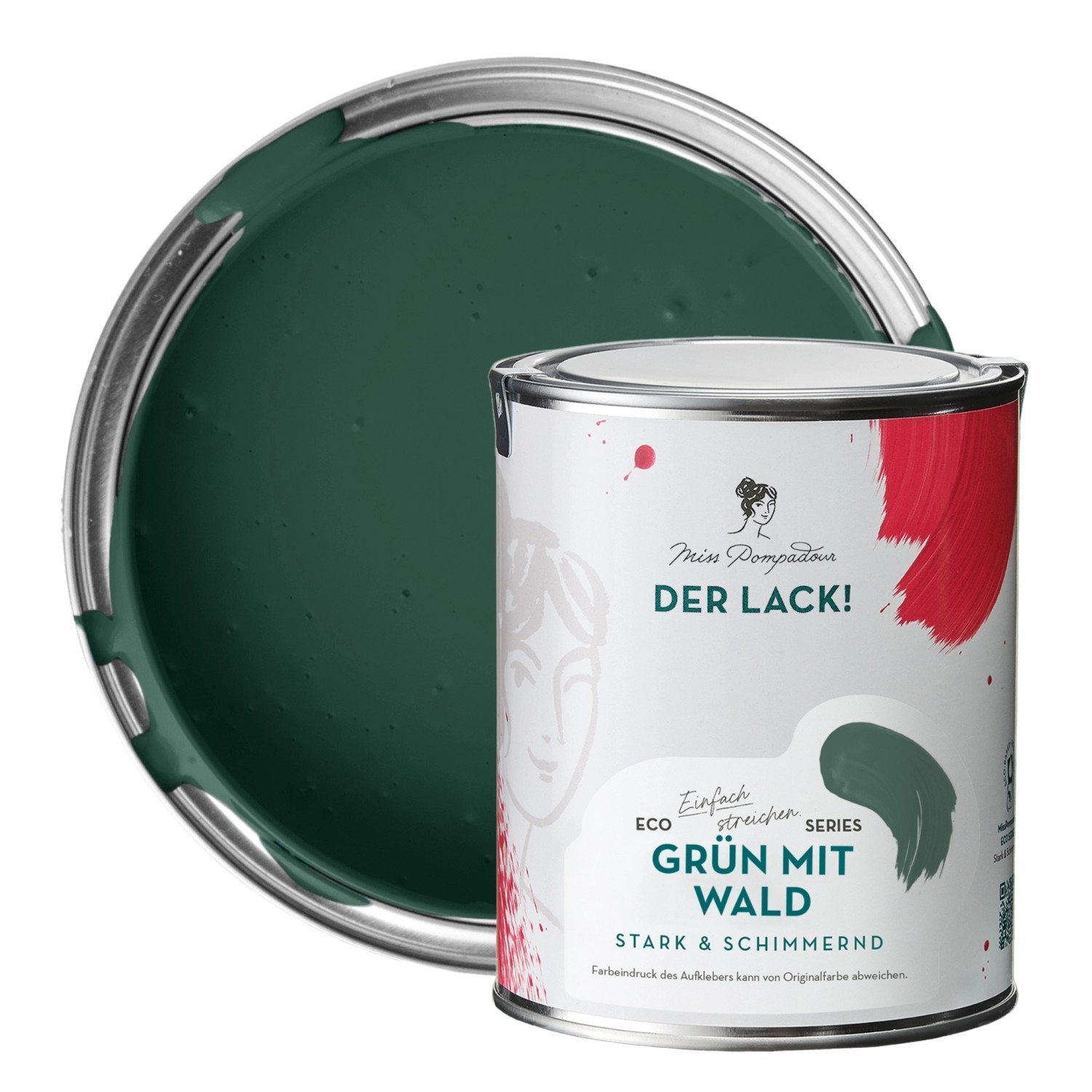 MissPompadour Holzfarbe Grün mit Wald 1L Seidenmatte Möbelfarbe Innen & Außen