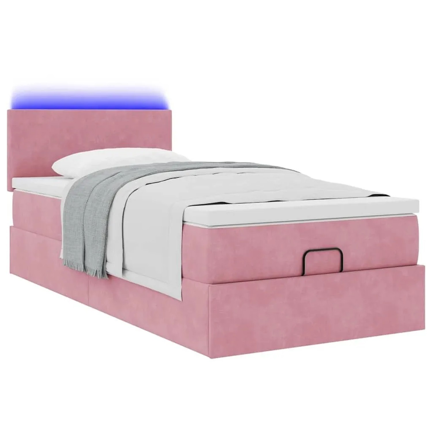 vidaXL Ottoman-Bett mit Matratze und LEDs Rosa 90x200 cm Samt 3312529