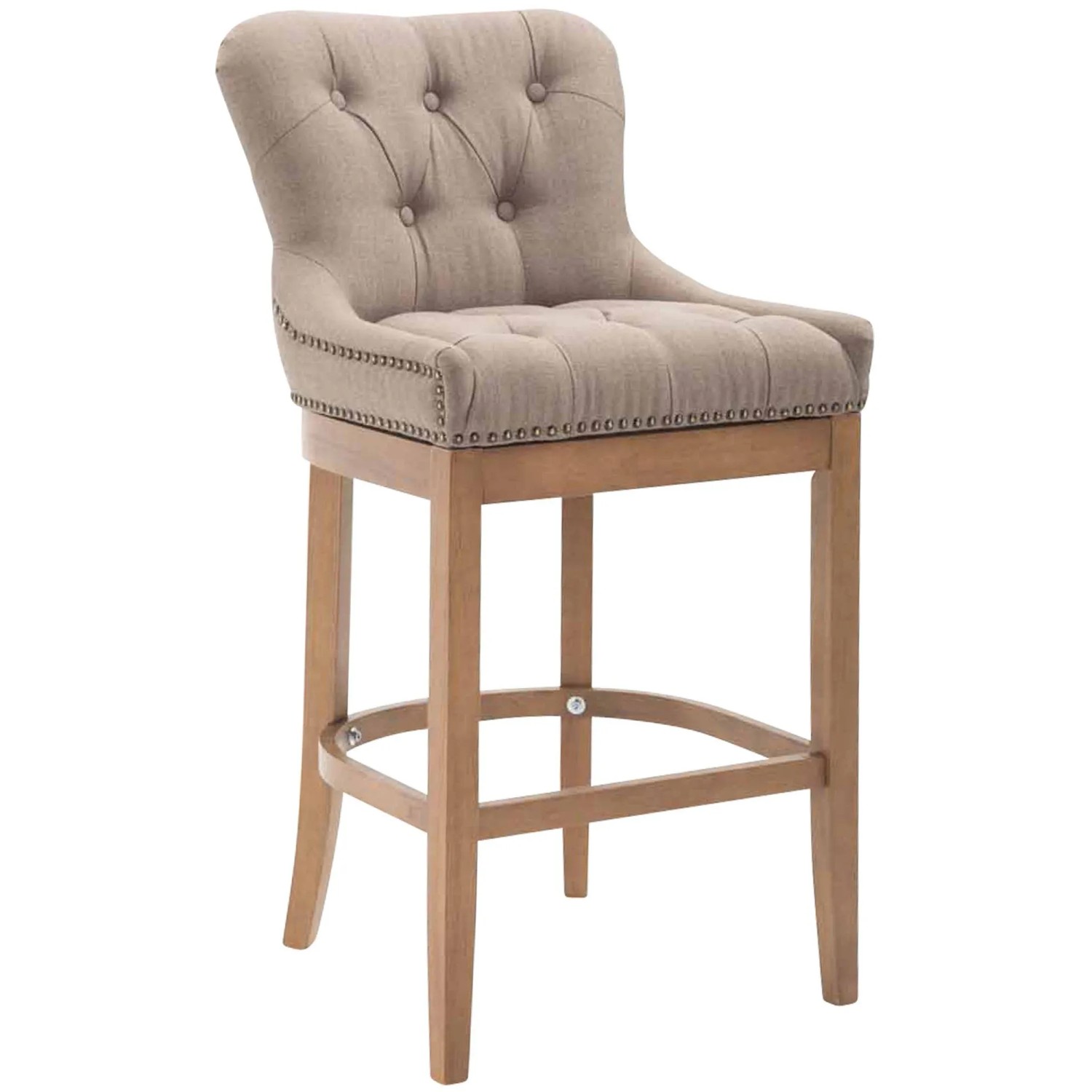 DELUKE Barhocker KAGAD Stoff Taupe 55x57x109cm Braun Barstuhl Mit Lehne Tresenhocker Tresenstuhl