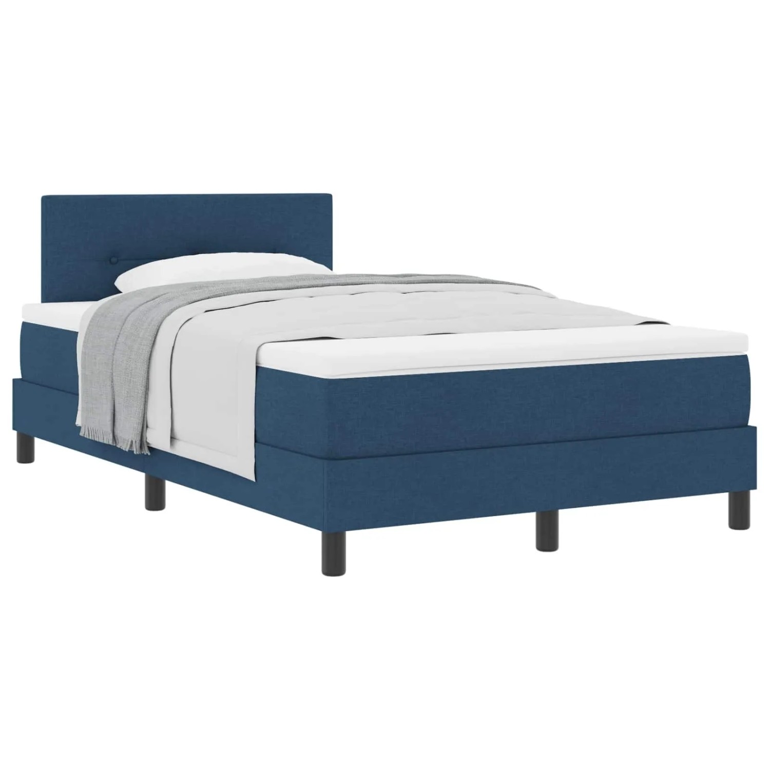 vidaXL Boxspringbett mit Matratze mit Kopfteil Blau 120 x 190 cm Stoff 3338677