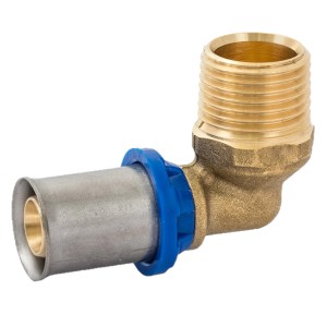 Kirchhoff MS-Winkel 90° Pressfitting, 16 mm x 21 mm (1/2 AG) aus Messing, blank für MSVR Blank.