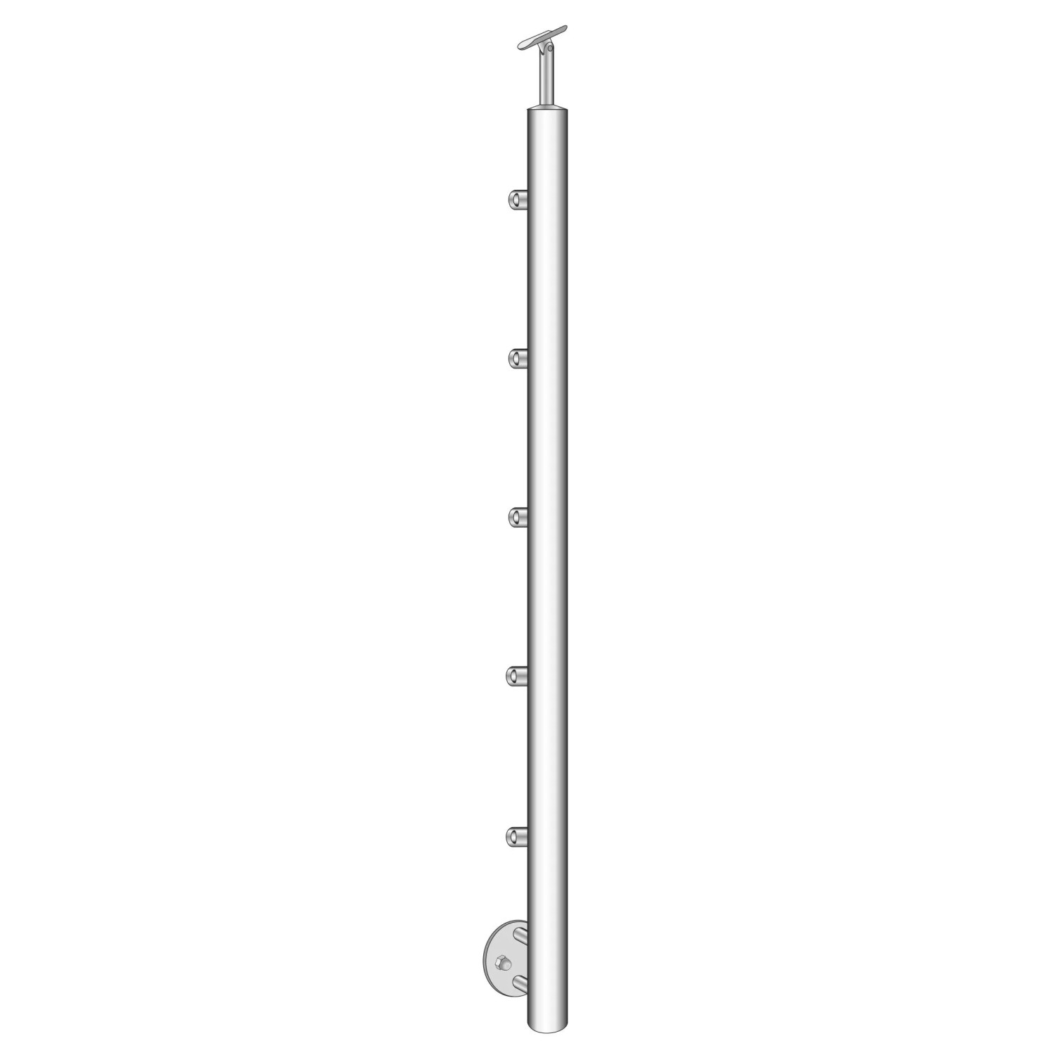 FeNau Geländerpfosten Edelstahl AISI 304 D42,4x2 mm 1000 mm Seitenmontage Glanz