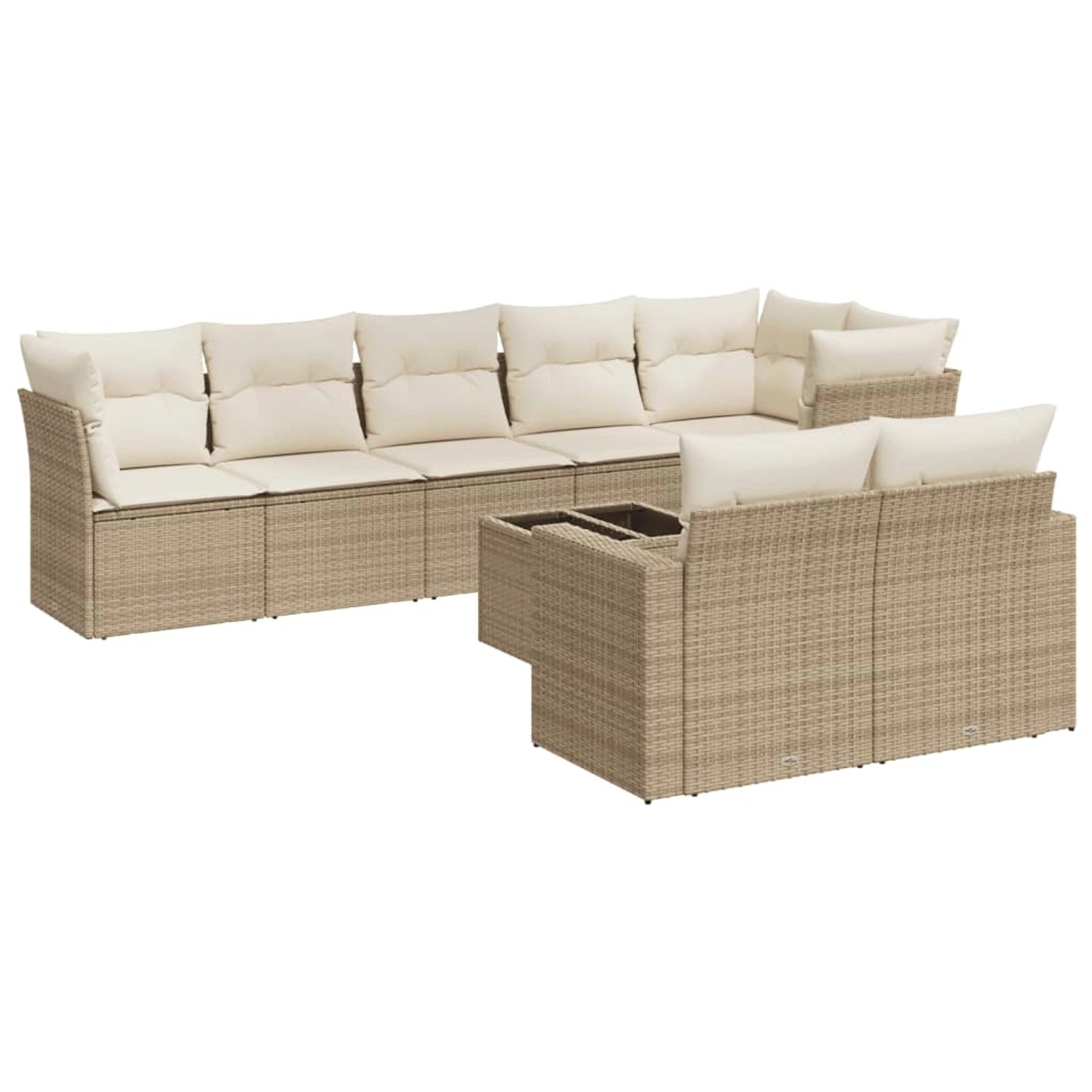 vidaXL 9-Tlg Garten-Sofagarnitur mit Kissen Beige Poly Rattan 3219218 günstig online kaufen