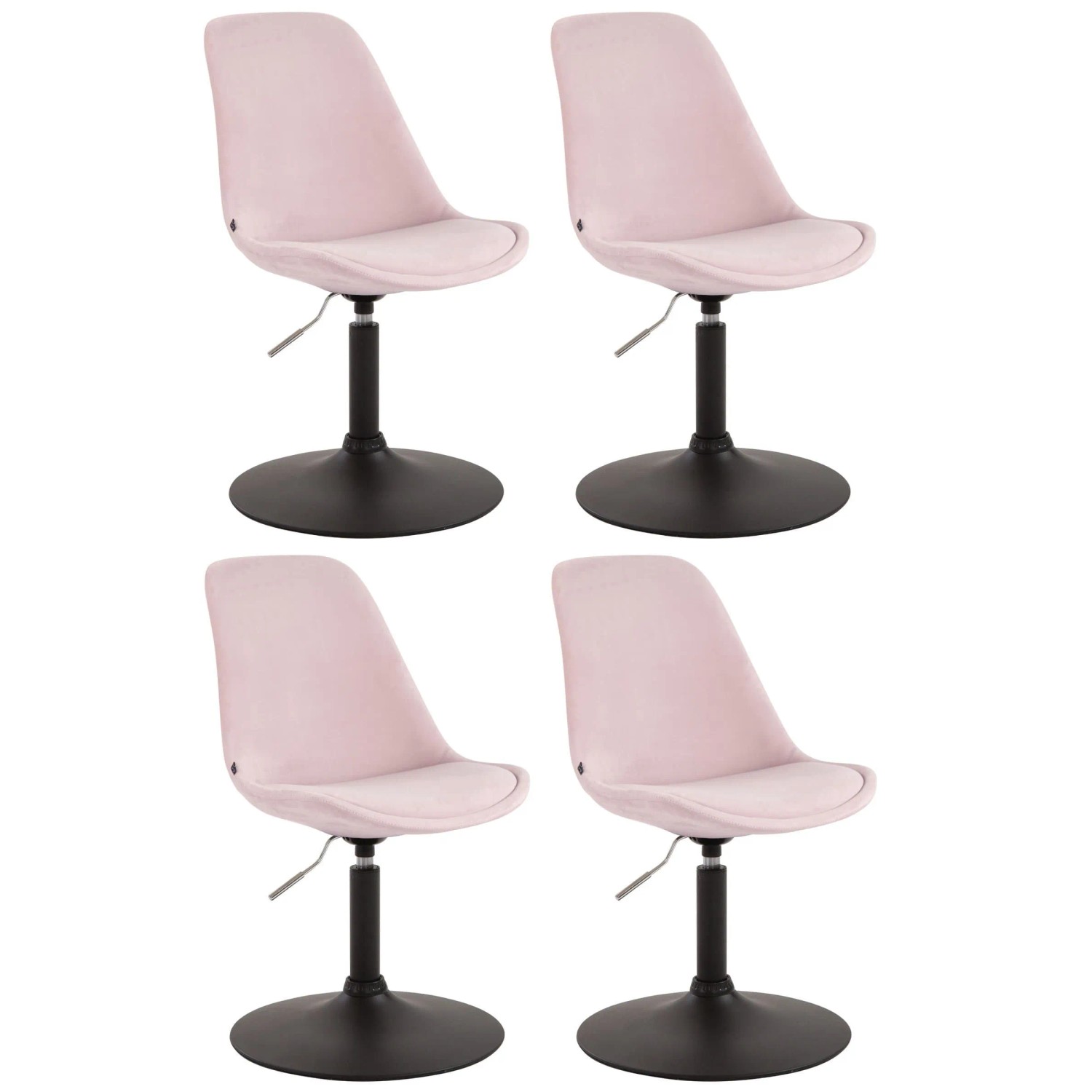 CLP 4er Set Esszimmerstühle Maverick Samt Pink/Schwarz