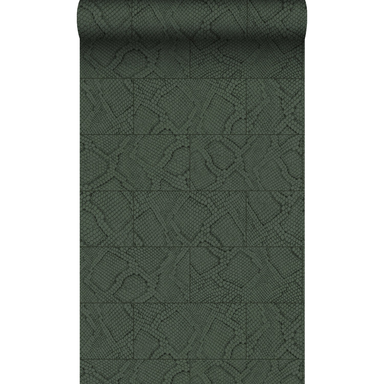 Origin Wallcoverings Tapete Fliesenmuster mit Schlangenhaut-Motiv Dunkelgrü günstig online kaufen
