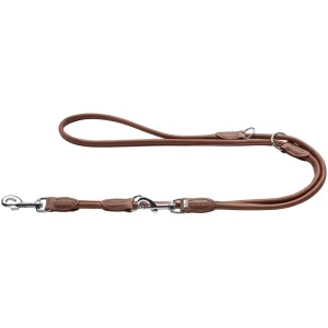 Verstellbare Hunter Führleine Round & Soft, Ø 8 mm x 2 m, braunes Leder.