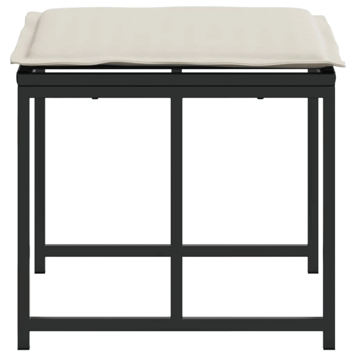 VidaXL Gartenhocker 4er Set, schwarz, mit cremefarbenen Kissen. Sitzhocker aus Polyrattan.