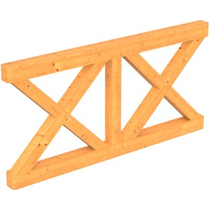 Skan Holz Andreaskreuz Brüstung aus Douglasie für Terrassenüberdachung, Pfostenabstand 170cm.