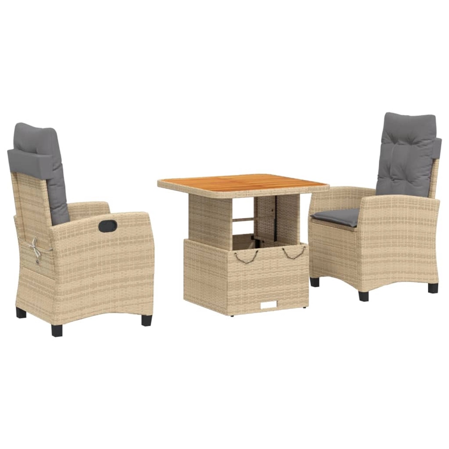 vidaXL 3-Tlg Garten-Essgruppe mit Kissen Beige Poly Rattan 3277421 günstig online kaufen