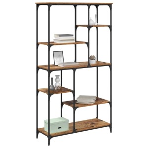 Modernes vidaXL Bücherregal in Altholz-Optik mit schwarzem Metallrahmen. Freistehendes Regal mit variablen Fächern für Bücher & Deko.
