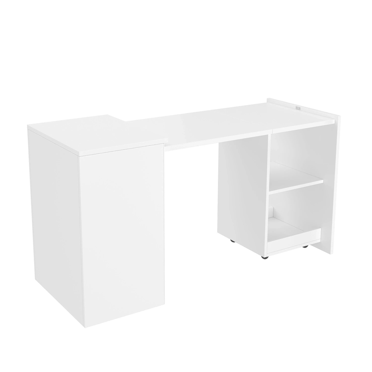 okwish Klapptisch Multifunktion Schreibtisch Schrank Staufächer 126x55x75cm Weiß