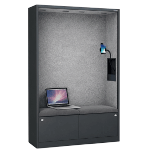 DELUKE Akustikkabine mit Schalldämmung TAGO 185x115x40cm Anthrazit-Grau Telefonkabine Meetingbox Telefonbox Akustikbox Bürokabine