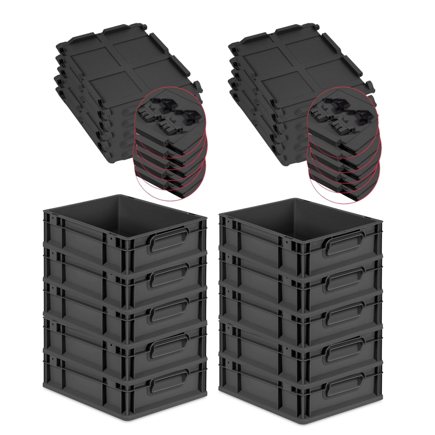 PROREGAL SuperSparSet 10x Eurobox Nextgen Grip Mit Scharnierdeckel Und Schw günstig online kaufen