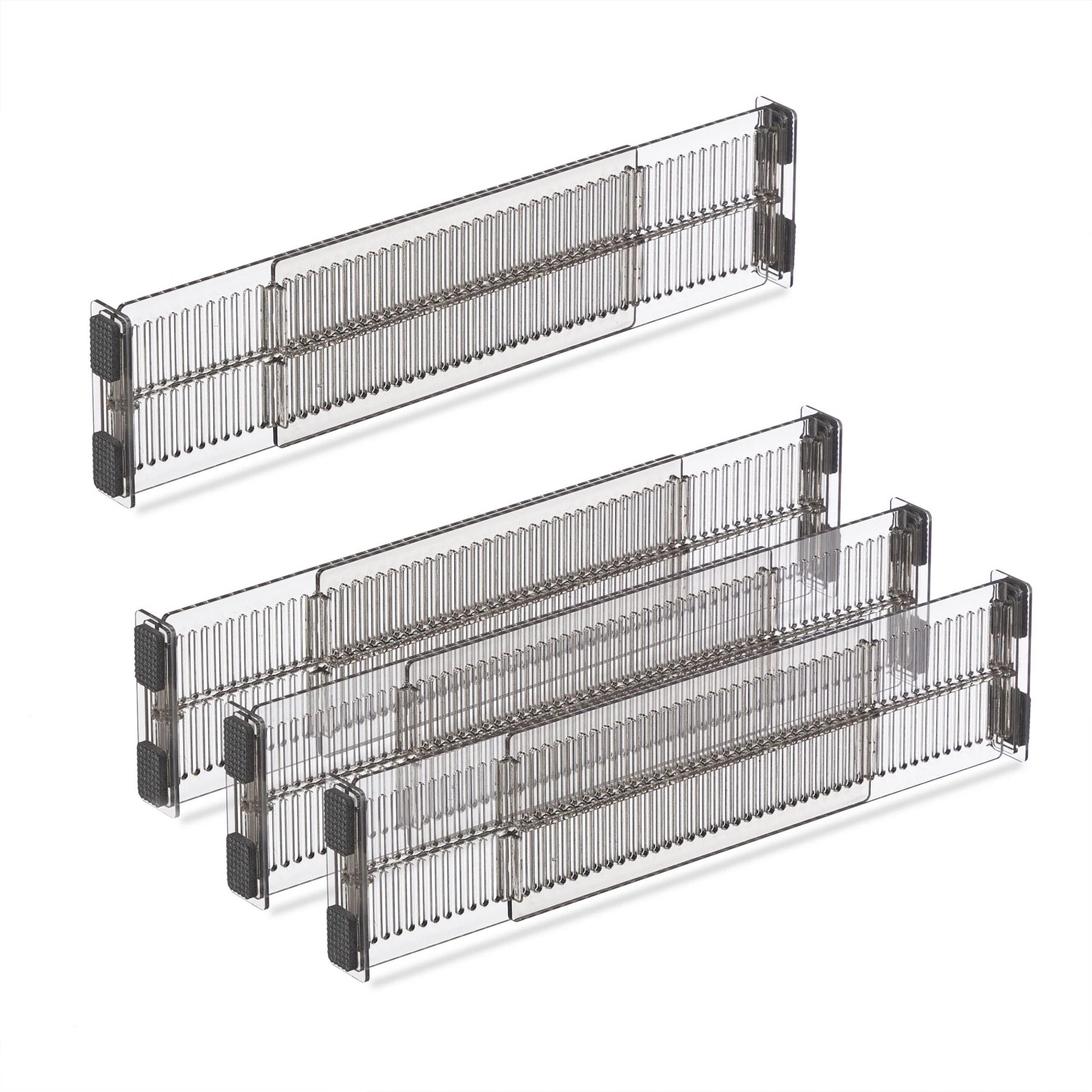 Relaxdays 16-tlg. Schubladentrenner Set Kunststoff Transparent Rutschfest 8 cm x 28-53 cm x 2,5 cm