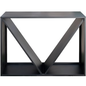 Schwarzes Westmann Kaminholzregal aus Stahl, 114,5x35x80 cm, für die Lagerung von Brennholz.