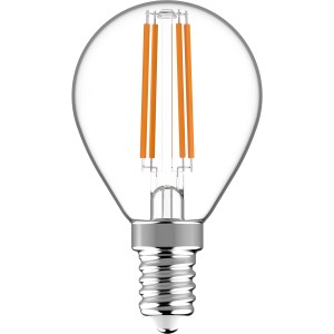 E14 LED-Lampe im Globe-Design mit Filament, 4,5W, warmweiß, dimmbar.