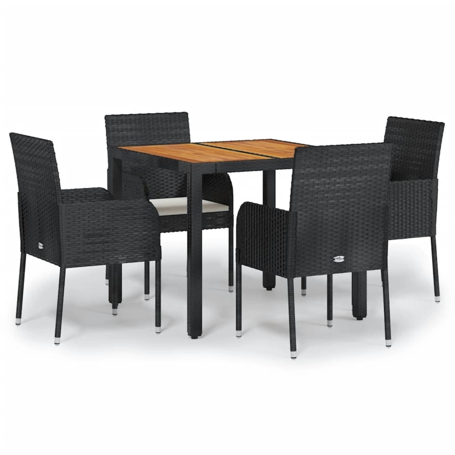 vidaXL 5-Tlg Garten-Essgruppe mit Kissen Schwarz Poly Rattan 3185012