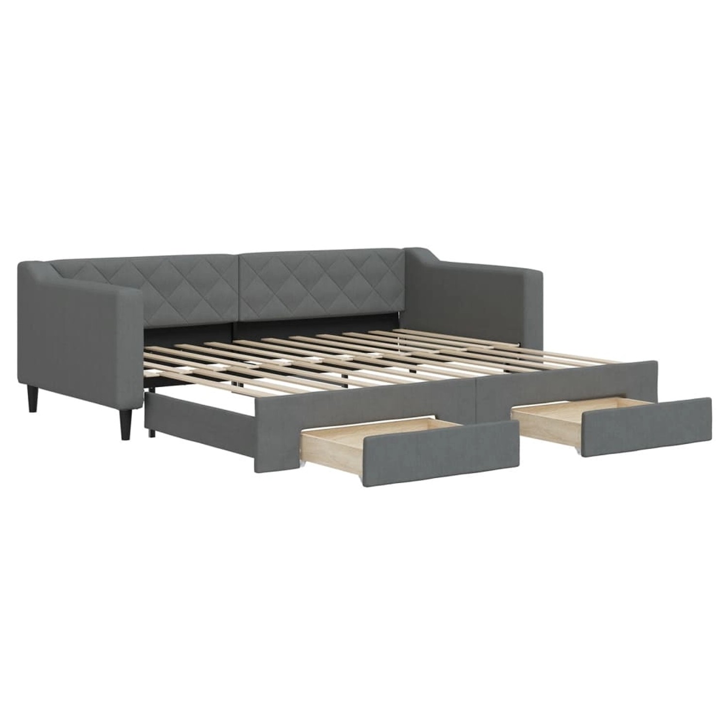 vidaXL Tagesbett Ausziehbar mit Schubladen Dunkelgrau 90x200 cm Stoff 31974 günstig online kaufen