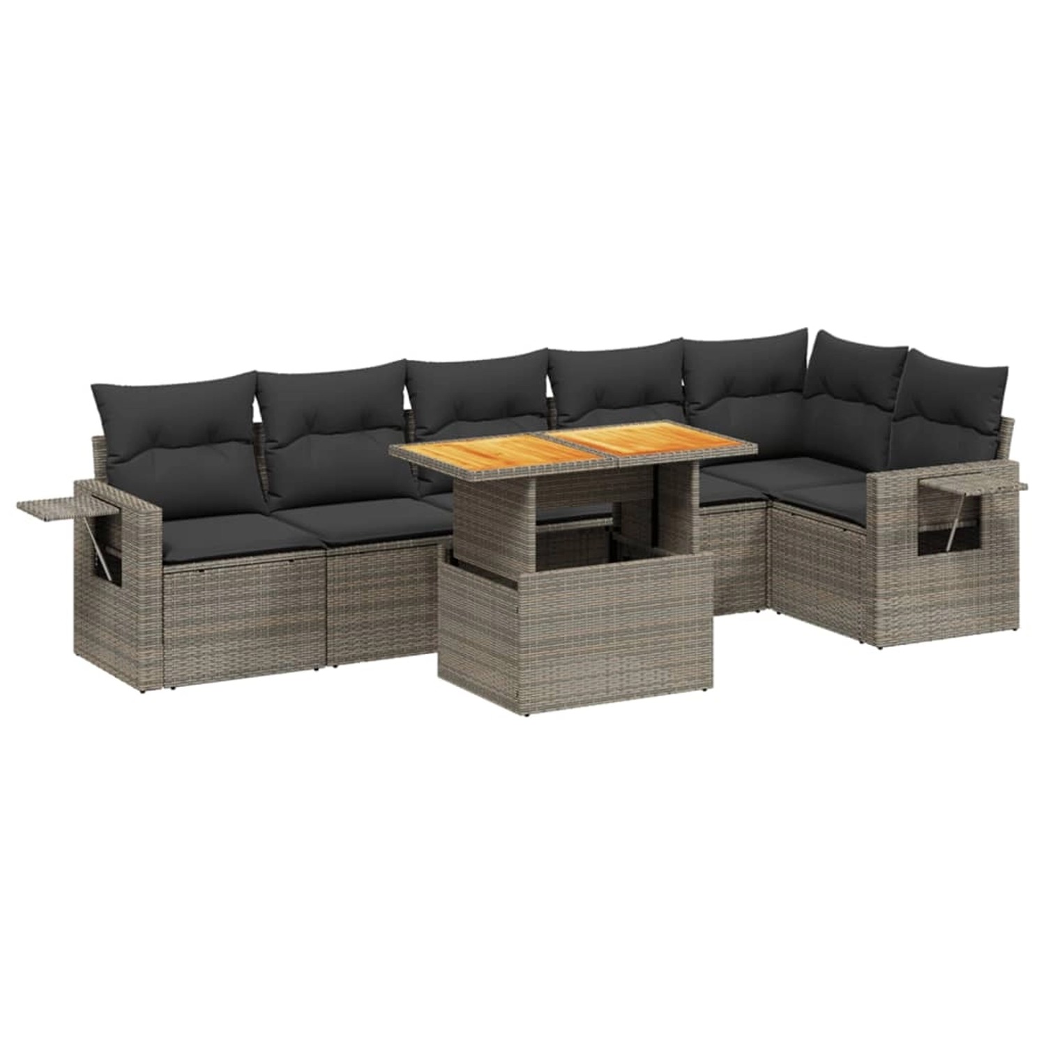 vidaXL 7-Tlg Garten-Sofagarnitur mit Kissen Grau Poly Rattan 3271767 günstig online kaufen