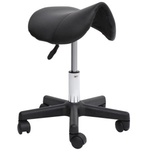 HOMCOM Höhenverstellbarer Drehhocker mit Rädern 35 x 38 x 43-55H cm
