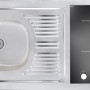 Respekta Miniküche MK100WOSC, 100 cm, Weiß: Spüle mit Abtropffläche und Glaskeramikkochfeld.