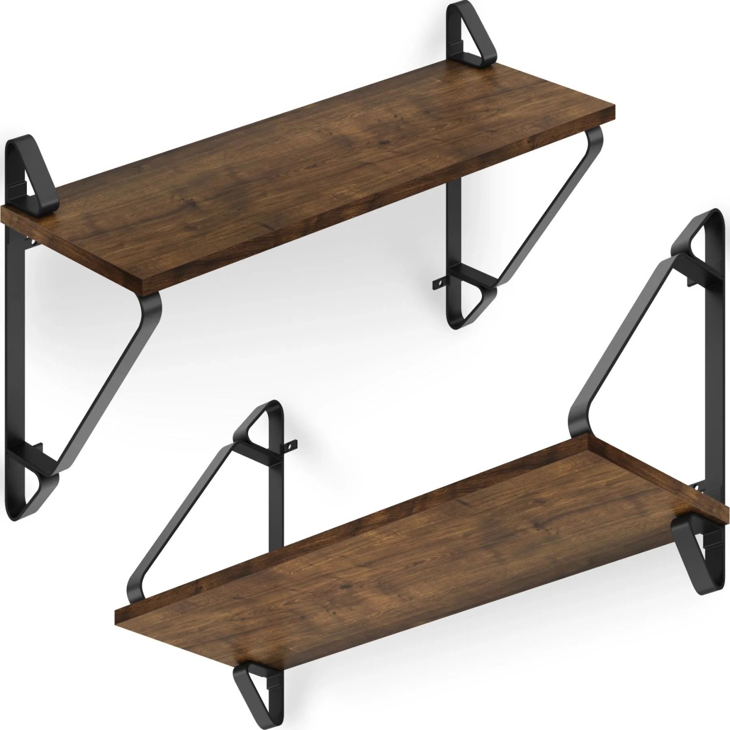 Tectake 2Er Set Wandregal Irvine Industrial Style Holz und Stahl  60 x 20 x 33 50 cm Industrial Holz Dunkel  Rustikal