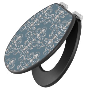 Banjado WC-Sitz Anthrazit mit Royal Creme Blau Motiv, Absenkautomatik und Soft Close.
