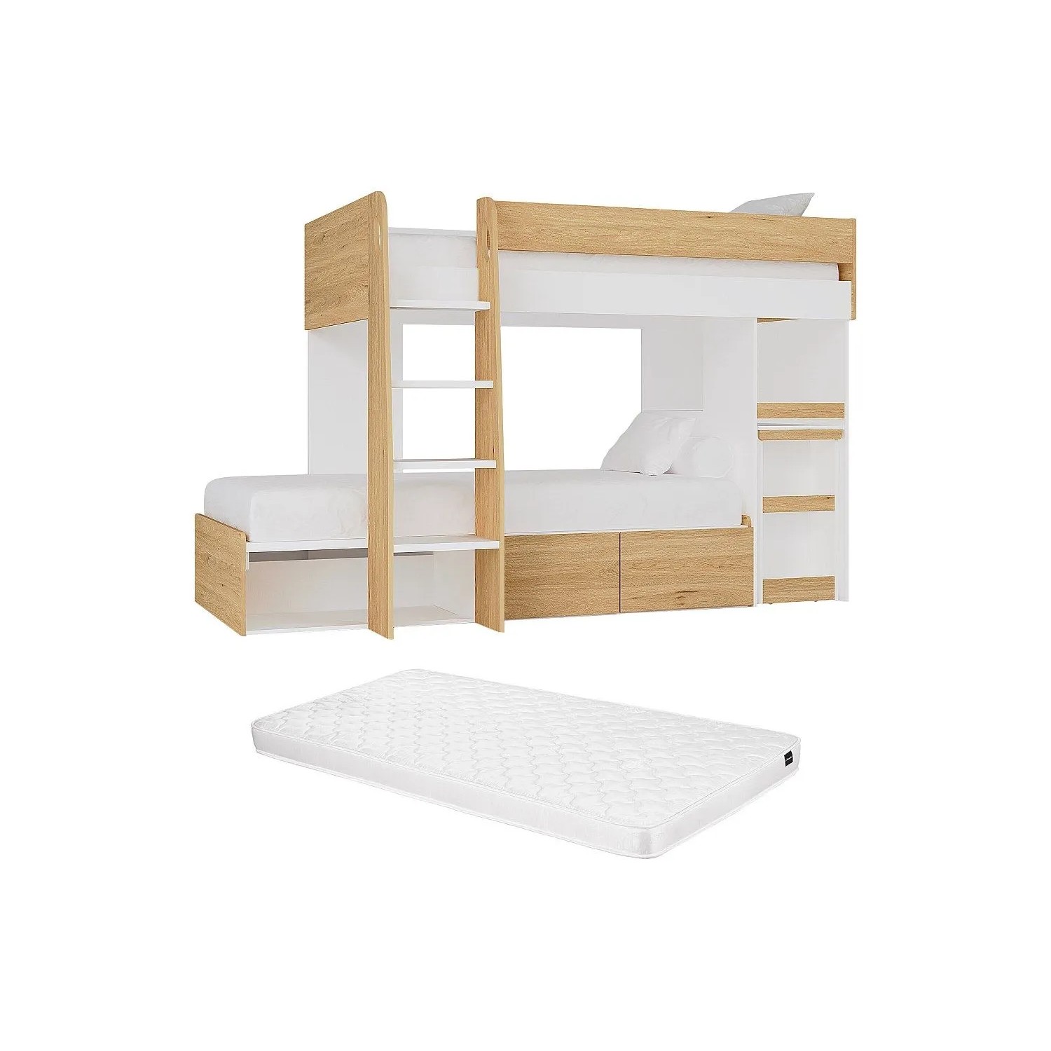 Vente-unique Etagenbett Lomiden Naturfarben Hell  Weiß 196.3 cm