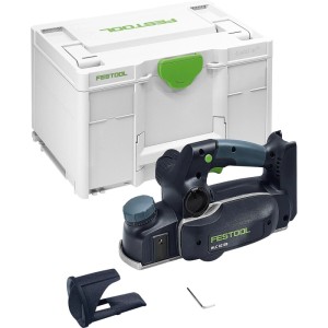 Festool Akku-Handhobel HLC 82 EB-Basic 18V mit Systainer, Absaugkanal und Innensechskantschlüssel.