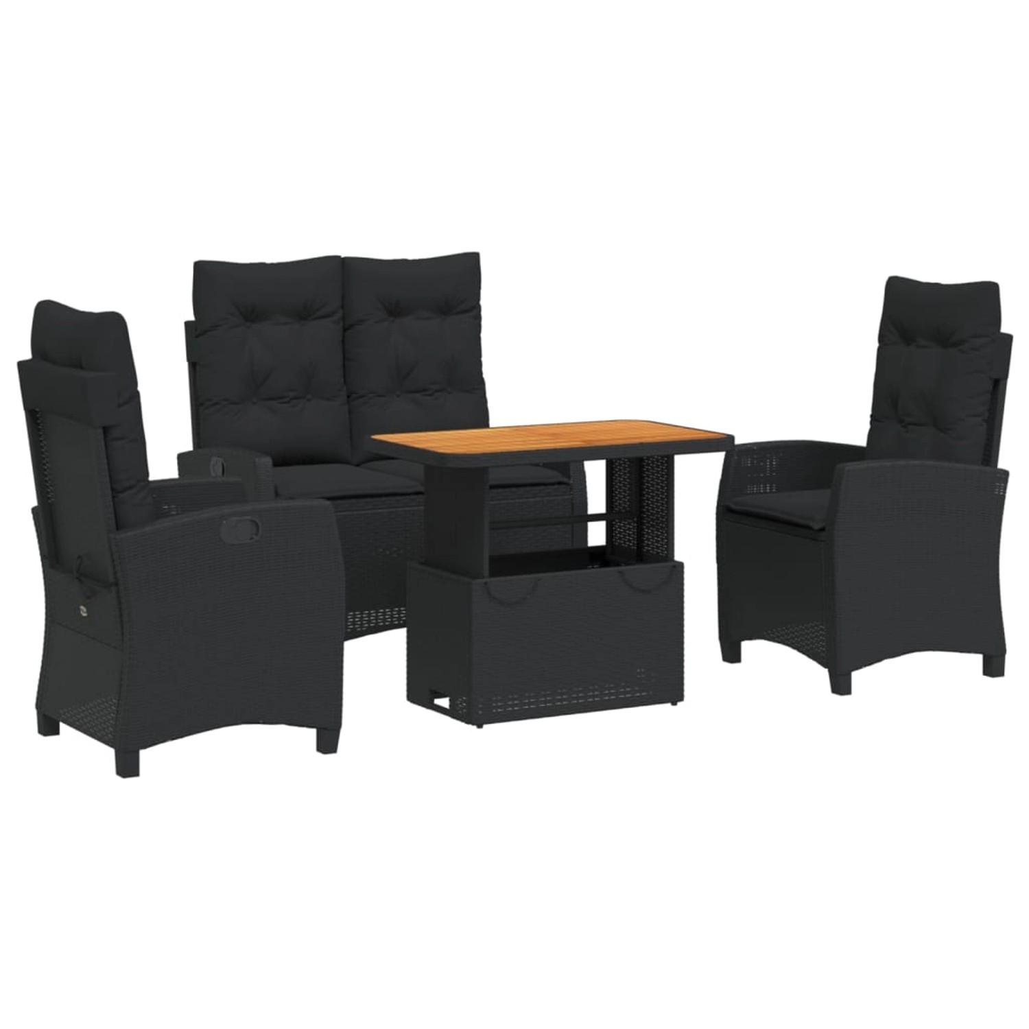 vidaXL 4-Tlg Garten-Essgruppe mit Kissen Schwarz Poly Rattan 3277395 günstig online kaufen