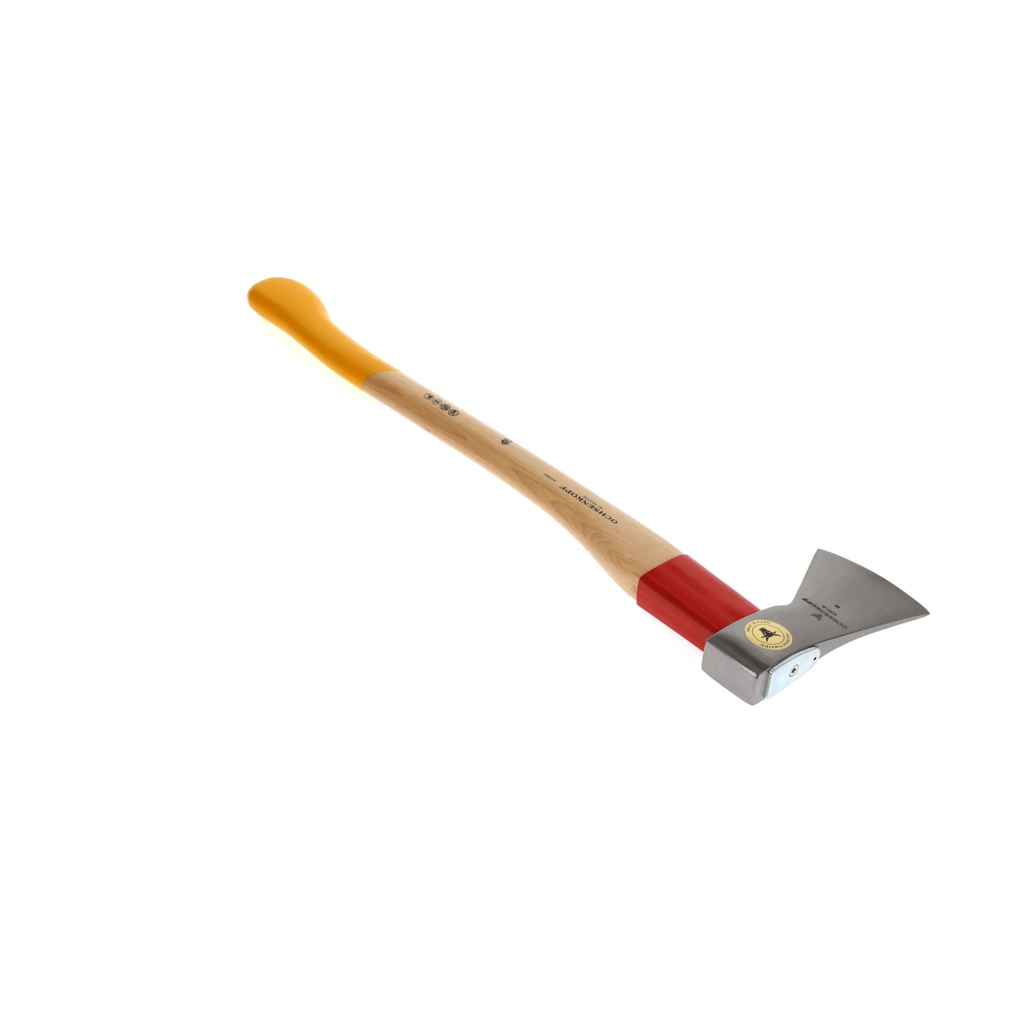 Ochsenkopf Forstaxt Universal Gold, 1,25 kg, mit Hickory-Stiel und Stahl-Stielschutzhülse.