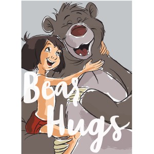 Komar Wandbild "Bear Hug" (40x50 cm): Mogli umarmt Balu, den Bären.