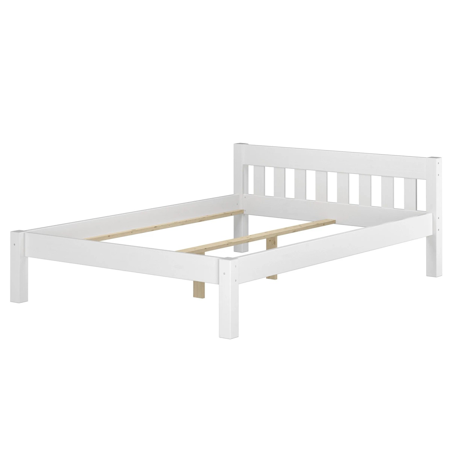 Erst-Holz Ehebett Doppelbett 160 x 200 cm Massivholzbett Kiefer Weiß Modell 38 ohne Zubehör