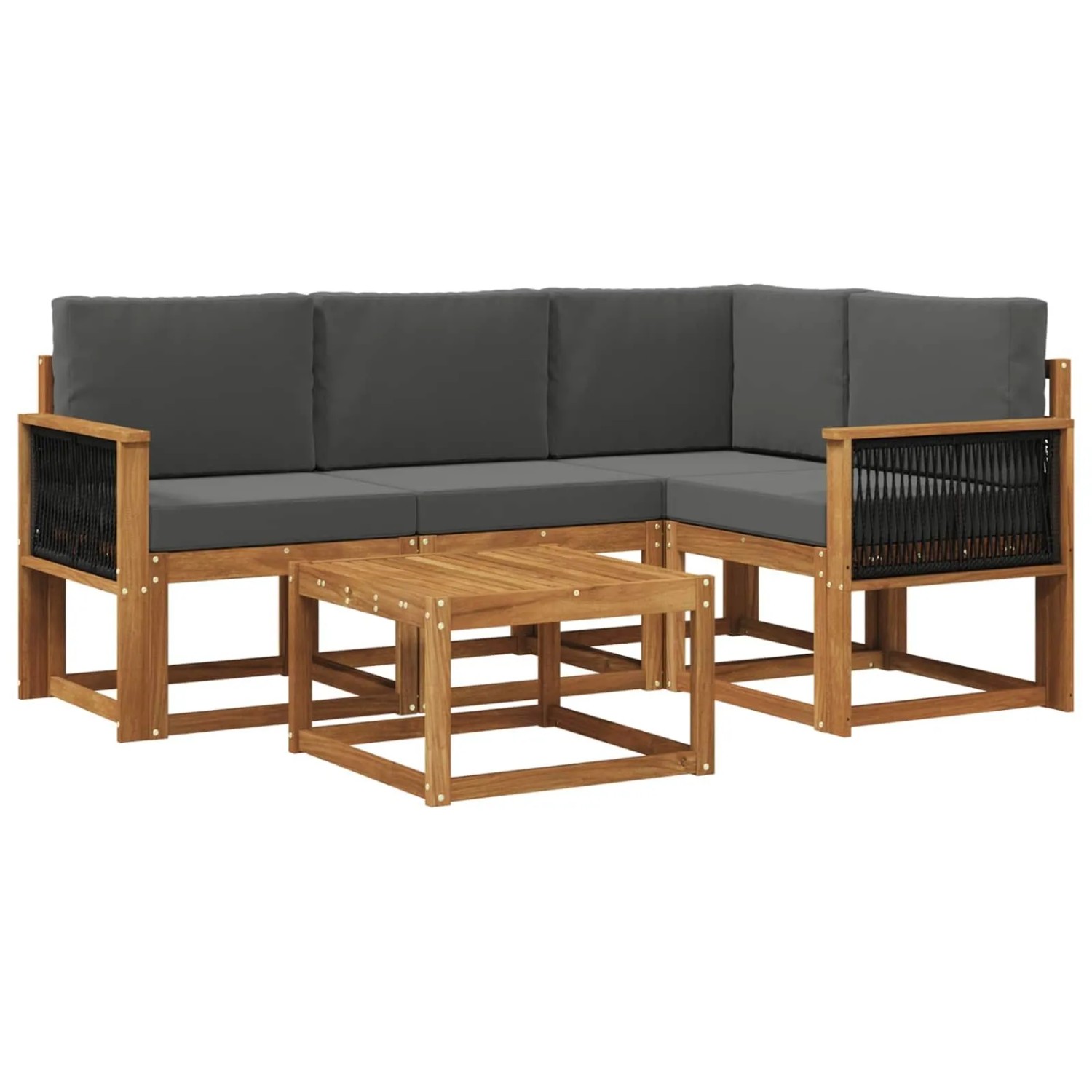 vidaXL Outdoor-Sofagarnitur 5 Stk Natur und Anthrazit Polyester 3385193
