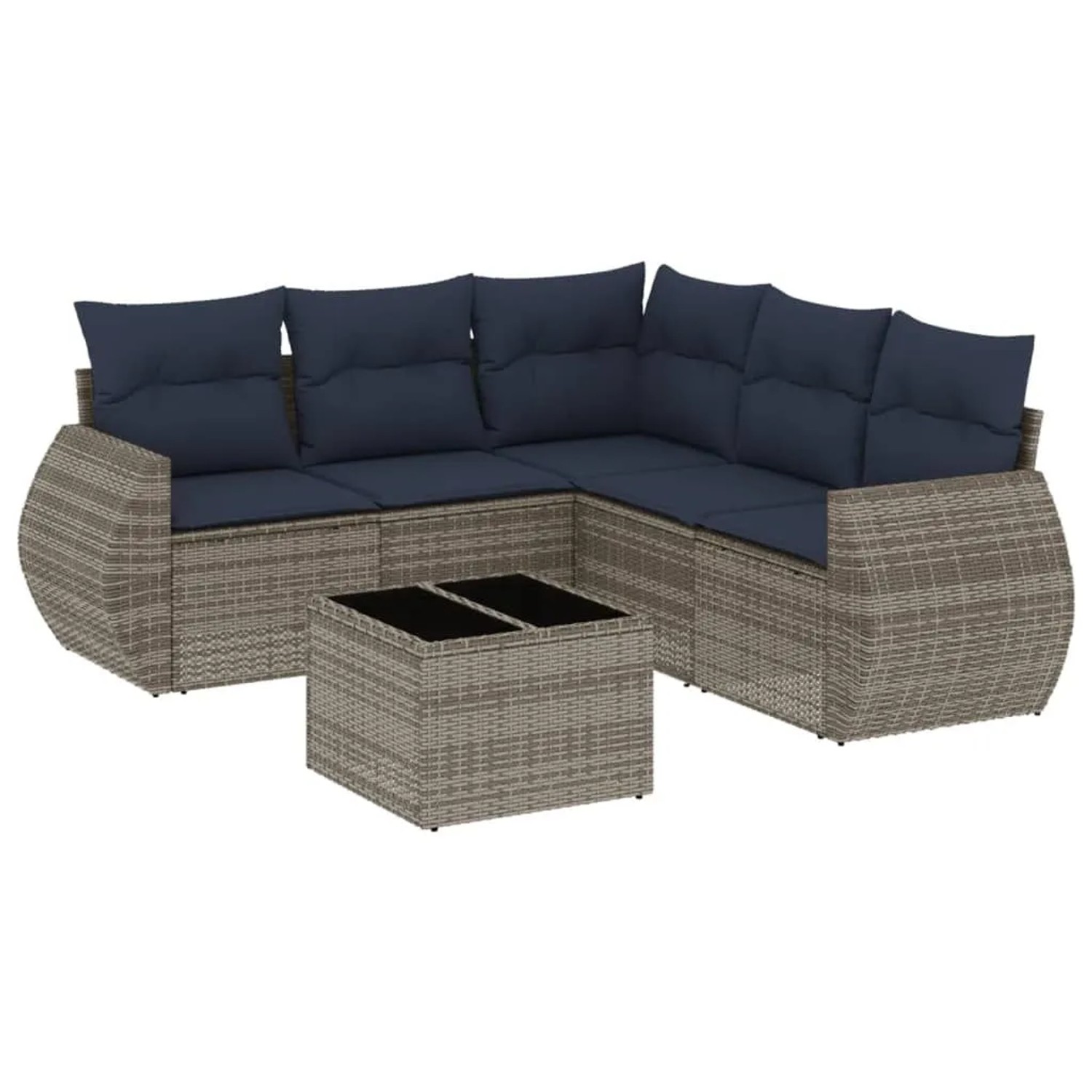 vidaXL 6-Tlg Gartensofa-Set mit Kissen Grau Polyrattan 3221360 günstig online kaufen